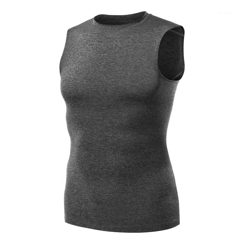 

HOT2020 Outdoor Sport Men pro fitness tights Elastic sleeveless quick-drying compression vest basketball running training suit1, Black