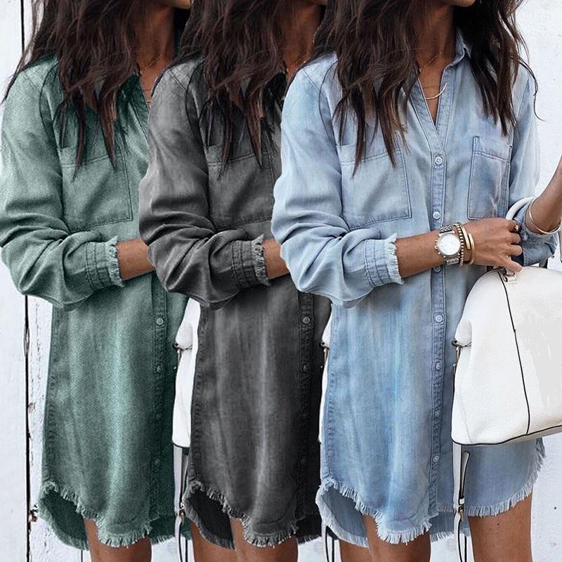 

Maternity Dresses Fashion Summer Casual Lady Pregnancy Dress Low Collar Shirt Female Long Sleeve Loose Denim, White
