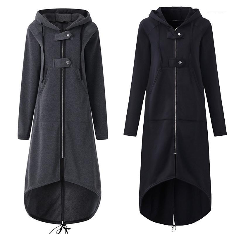 

Women Autumn Overcoat Zipper Cotton Hooded Long Sleeves Female Windbreaker Plus Size SER881, Black