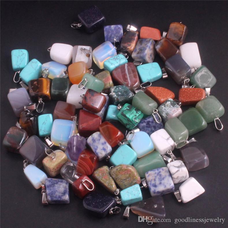 

Bulk Natural stone Pendant pretty Quartz Point Healing Crystals Chakra Cross Heart charm For Necklace Jewelry Making