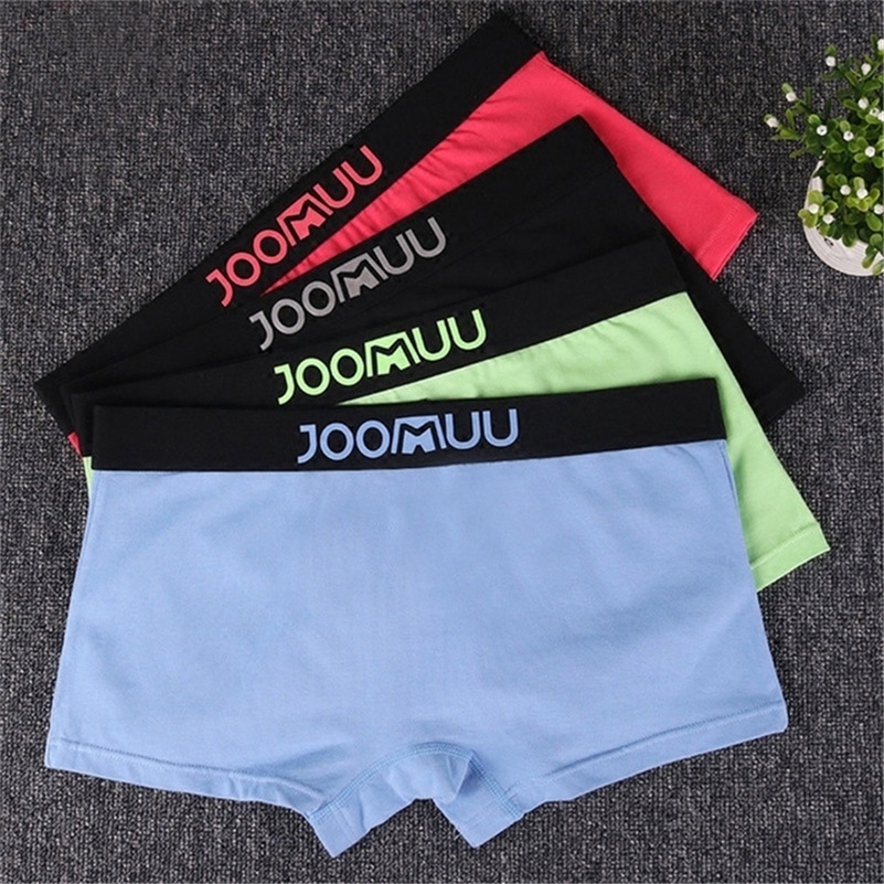 

2pcs Neutral Underwear Women Color Shorts Tomboy Mid-waisted Cotton Boxer Briefs Cartoon Mid-waist Knickers Tran Les Lesbian 201112, Green
