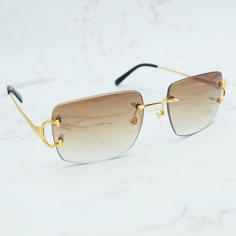 

2021 New Oversized Rimless Vintage Sun Glass Men Designer Brand Luxury Women Sunglass Big Sunglasses Shades 7y7d