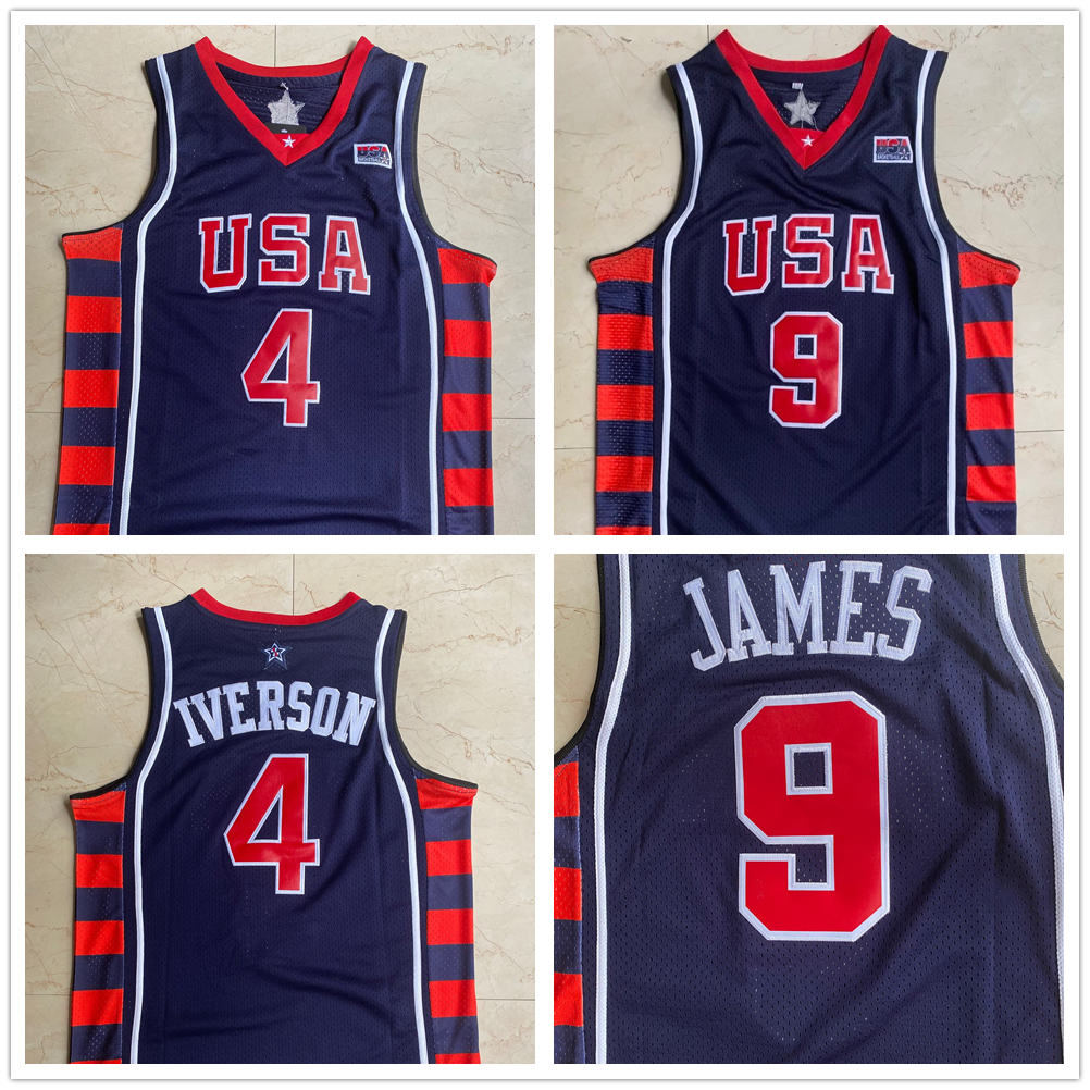 

Athens Olympic Games 4 iverson 9 james USA Dream 6 Everson blue basketball suit