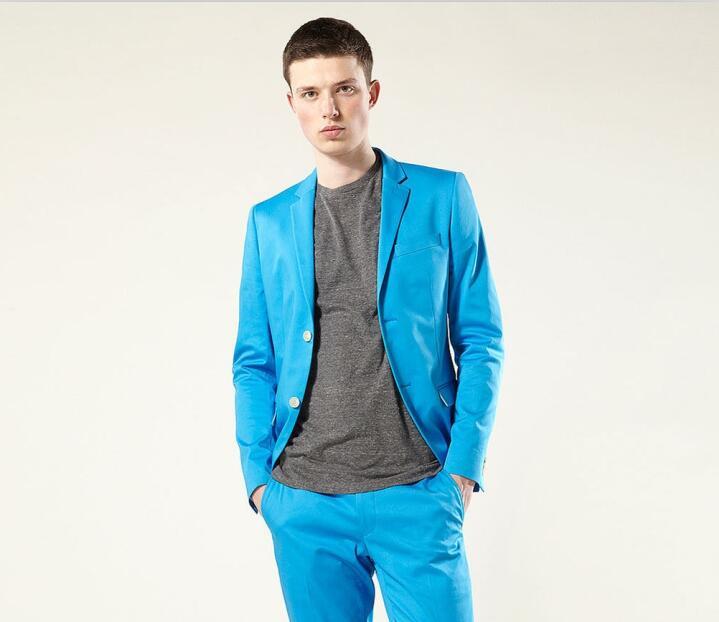 

Royal Blue Casual Blazer Men's Wedding Prom Dinner Suits 2 Pieces Groom Tuxedos Best Man Bridegroom Groomsman Costumes For Male, Custom color
