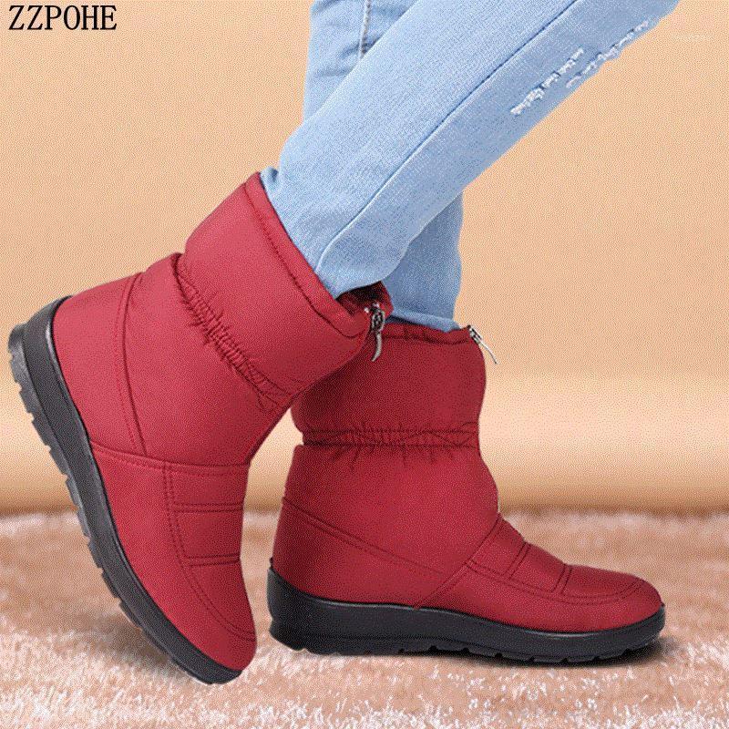 

ZZPOHE winter new mother cotton shoes women fashion flat waterproof non-slip warm fur snow boots Female Casual Boots Plus Size1, Black
