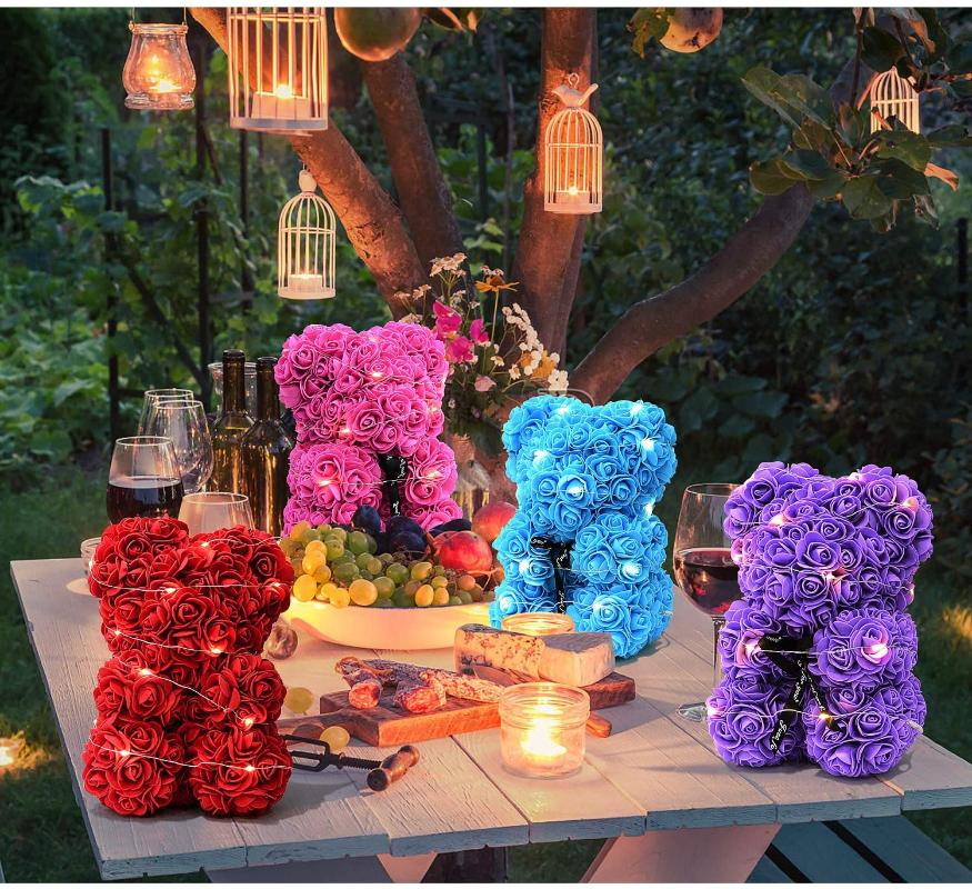 

Gifts for Women,25CMRose Teddy Bear Flower Gift Stuffer for Wife Girfriend Girls Christmas Anniversary Birthdays Bridal, Box