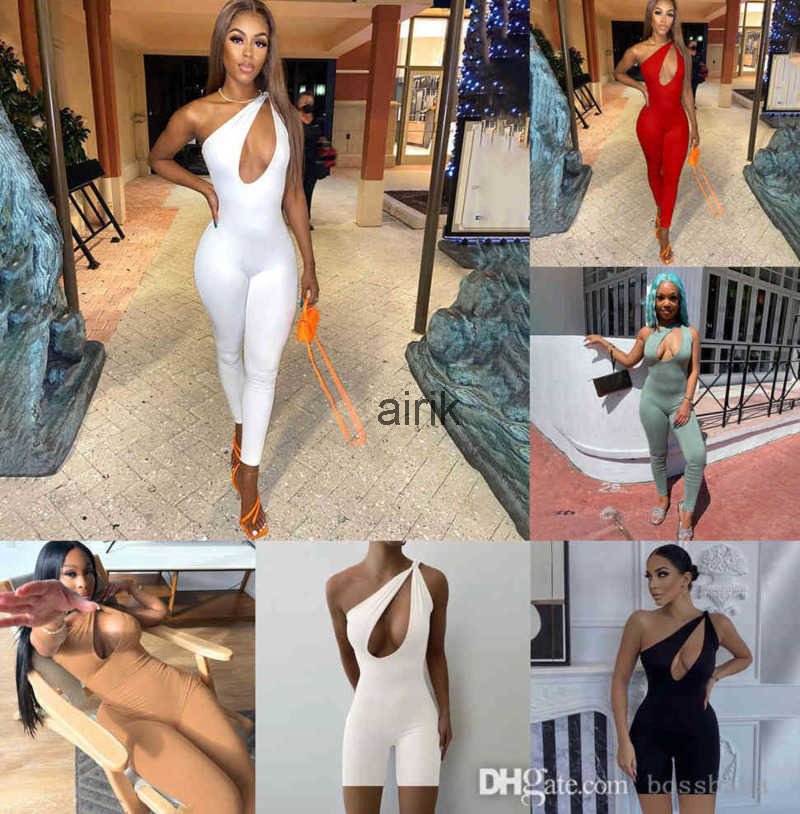 

Designer Women Jumpsuits One Shoulder Sexy Romper Elegant Fashion Skinny Bodysuit Pullover Comfortable Clubwear Irregular Kink Sleeveless, S8145;mix or give a list