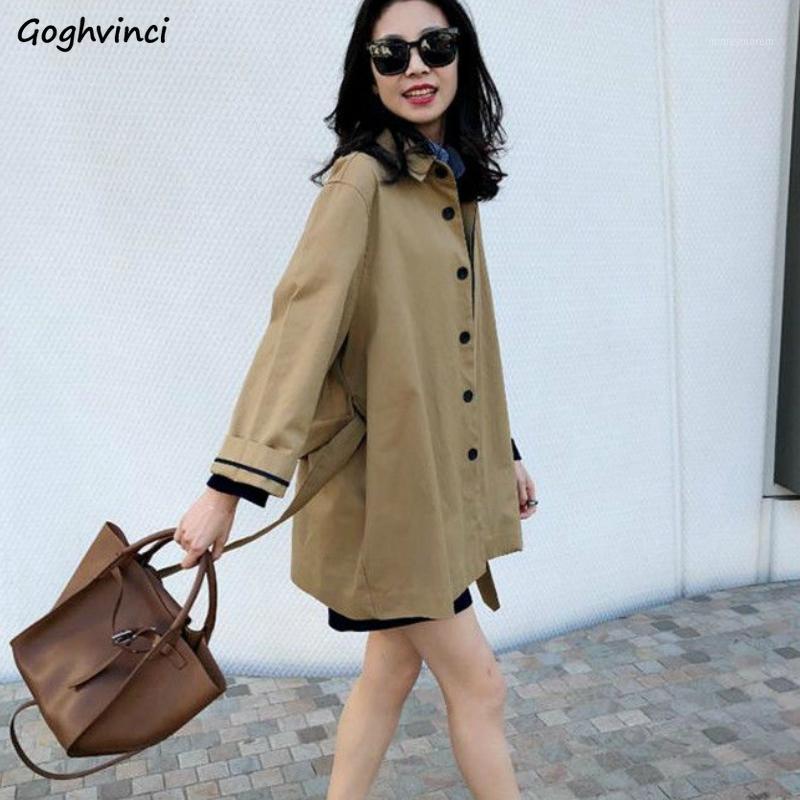 

Women Trench Coat Solid Adjustable Waist Turn-down Collar Loose Chic Womens Simple All-match Leisure Streetwear Elegant Trendy1, Multi