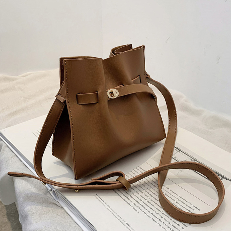 

77621 Driga Women Vintage Handbags Bucket Mini Solid Bag For Women PU Leather Shoulder Bags Girls Messenger Crossbody Bag KYNE, Black