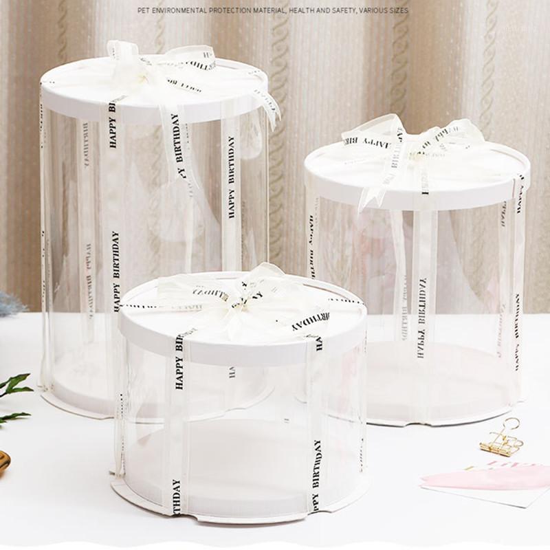 

6-10 Inches Toy Doll Gift Box Lucency PET Security Material Plush toy Gift Circular Boxes Birthday Party White Cake Packge1