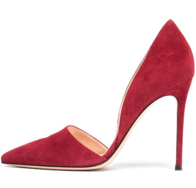 

2021 Solid Color Pumps Red White in High Thin Heels with Pointed Toe Shallow shoes Woman Slip on Party Shoes Big Size