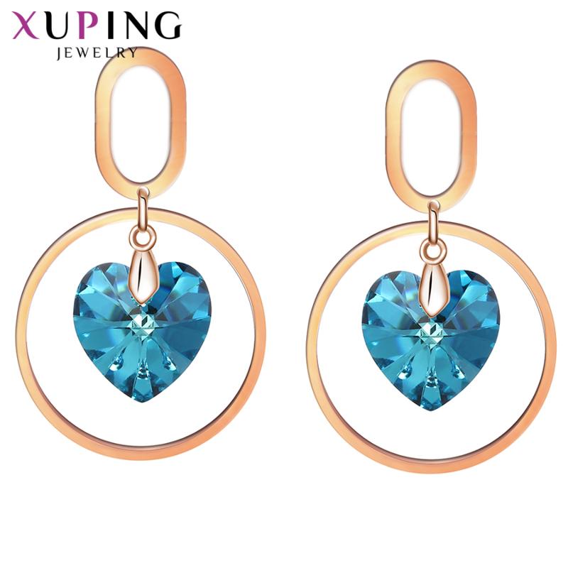 

Xuping Jewelry Unique Design Heart Shaped Crystals Earrings for Women Elegant Party Gift 20558