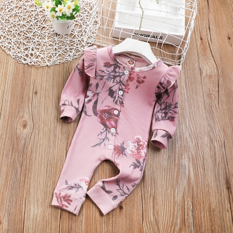 

Baby Spring Autumn Clothing Newborn Baby Girl Floral Clothes Knitted Long Sleeve Romper Jumpsuit Outfits Cotton Playsuits 201127