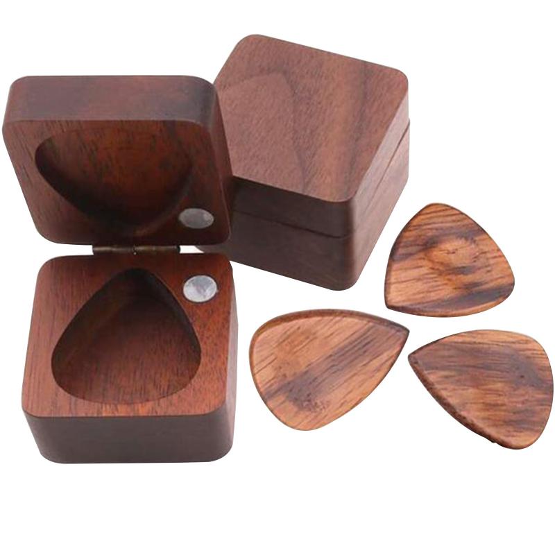 

Handmade Wooden Guitar Pick Box and Picks Wooden Guitar Pick Box Contains Wood 1 2Picks Accessories