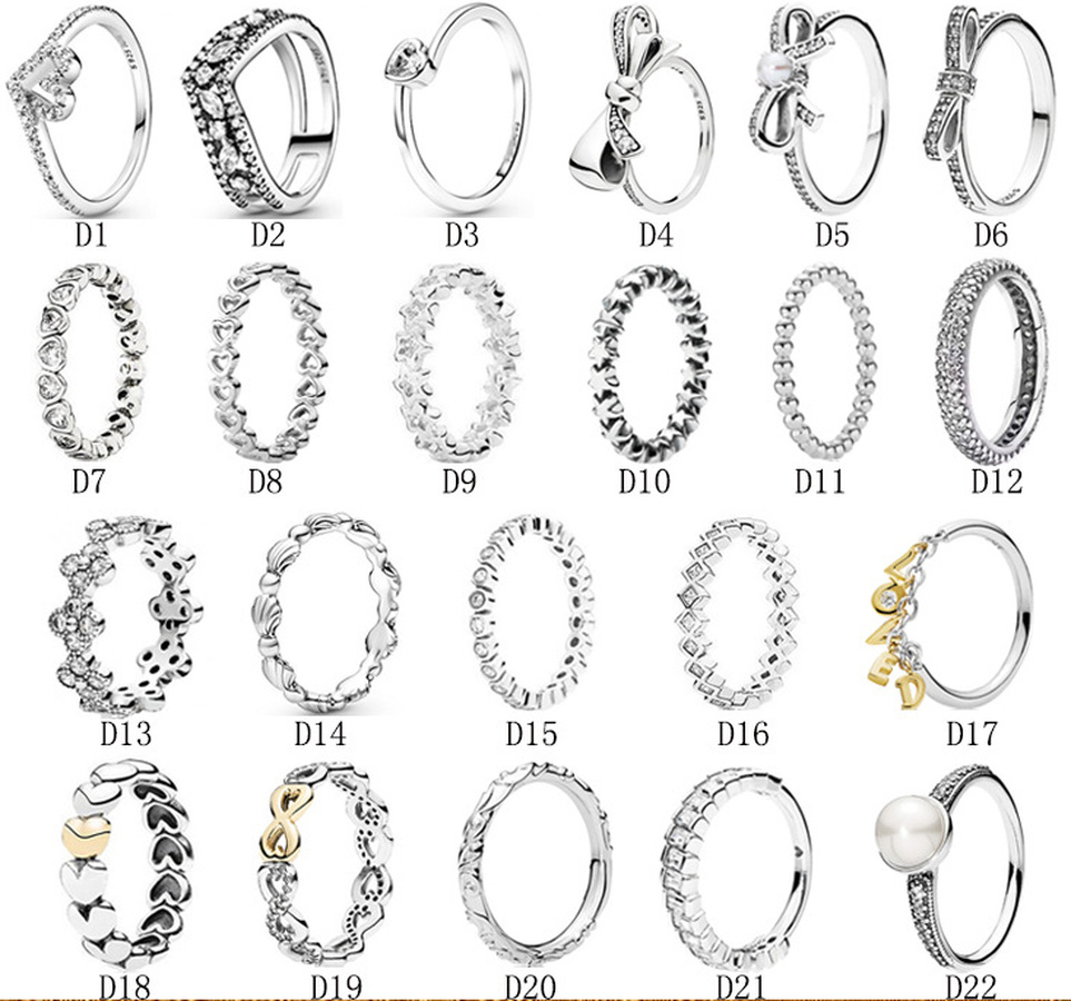 

Designer Jewelry 925 Silver Wedding Ring Bead fit Pandora shining bow series temperament couple Cubic Zirconia Diamonds European Style Rings, Slivery;golden