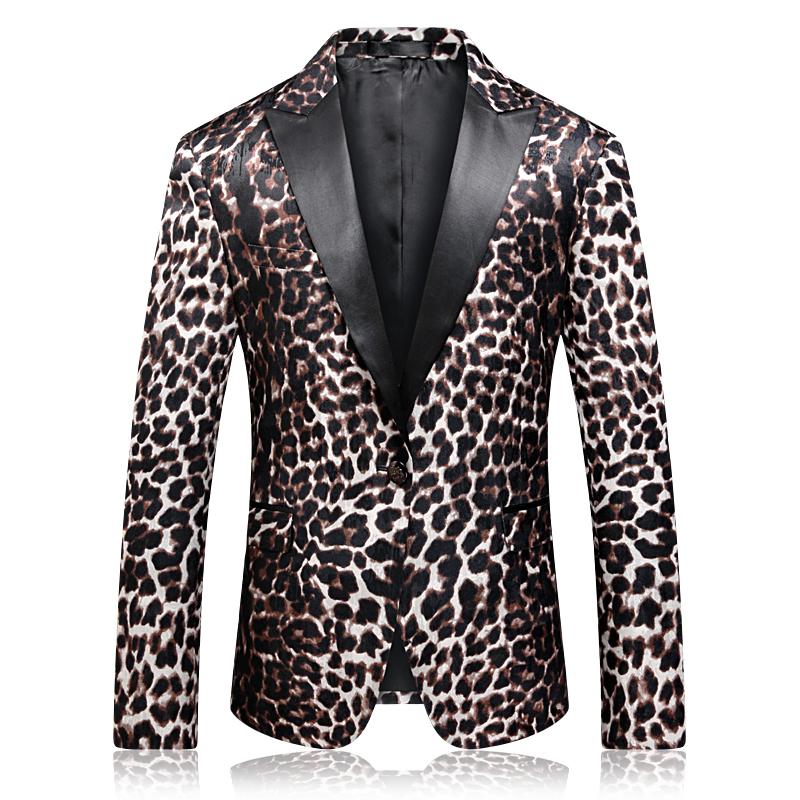 

Luxury Leopard Slim Fit Prom Suit Jacket For Kleding Mannen Vetement Homme Black Collar Men Stylish Blazer 4xl, As picture