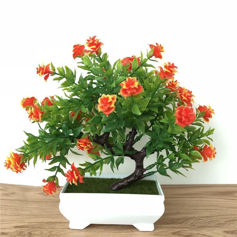 

Artificial Plants Multi-fork rose potted Simulation bonsai artificial Indoor tabletop Craft green plant garden decoration FZ146