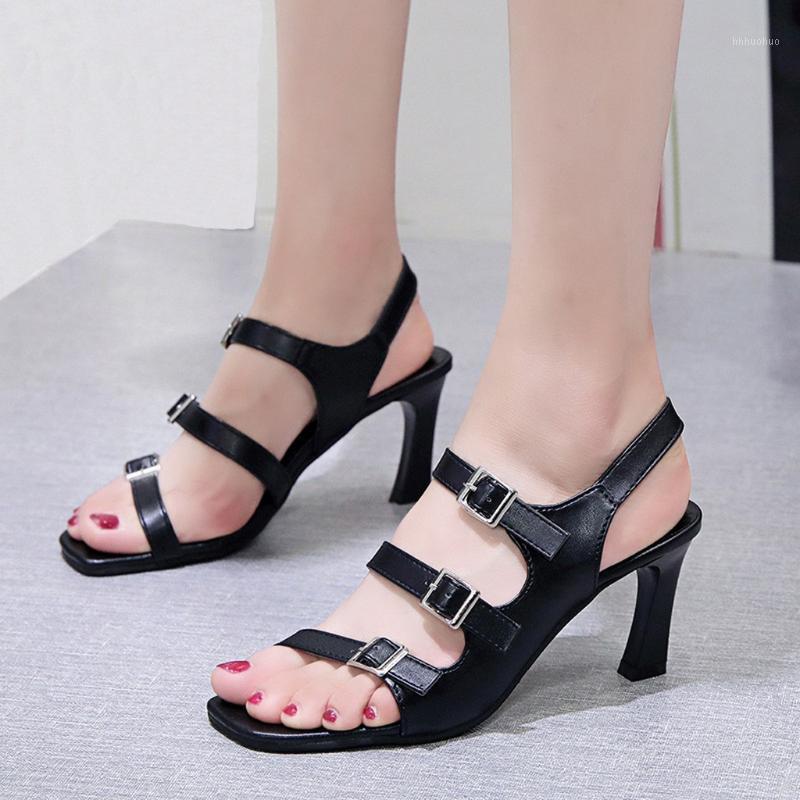 

Summer All-match Lightweight Women's High Heels Black Open Toe Breathable Comfortable Sandals Outdoor Party Shoes#1, Beige