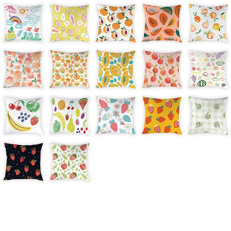 

Fruit Cushion Cover Decorative Pillow Cases Strawberry Banana Watermelon Apple Peach Pattern Peach Skin Home Decoration 45x45cm1, Style-1