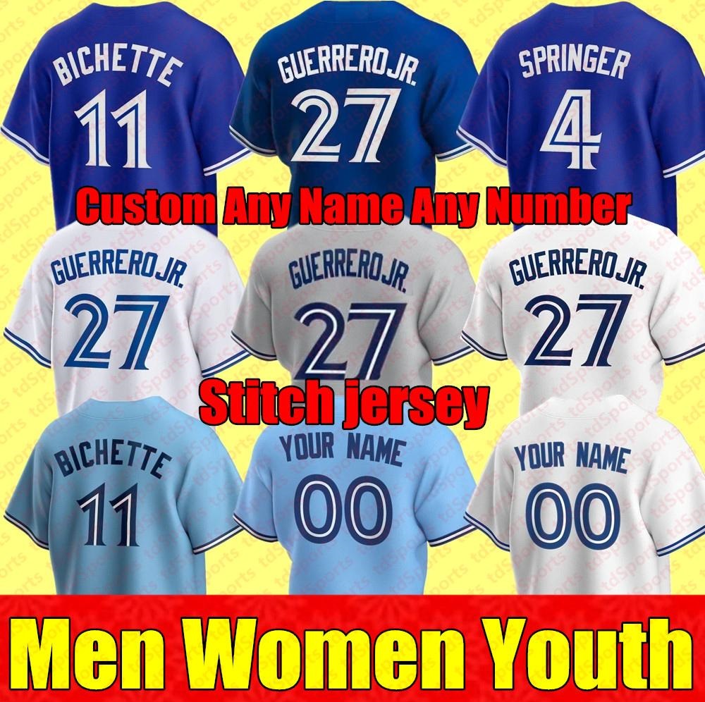 

Toronto 2021 Men Women youth Blue Jays Baseball jersey Bo Bichette Vladimir Guerrero Jr. Cavan Biggio Hyun-Jin Ryu Yamaguchi Randal Grichuk Drury jerseys, As shown in illustration