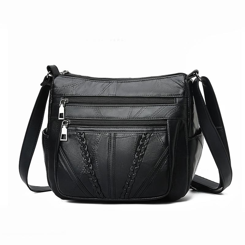 

Fashion New Shoulder Bag Women's Leather Small Flap Designer Messenger Bags High Quality Totes Classic Woven Women Bags, Black