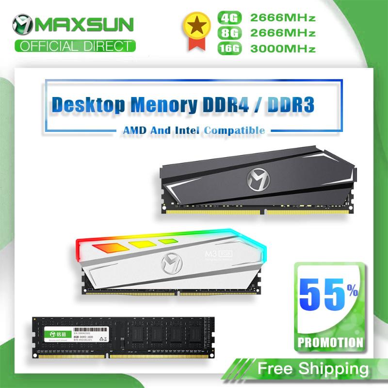 

MAXSUN Ram DDR4 4GB 8GB Memory DDR3 1600 2666MHz Memoria Rams Dimm DDR4 1.2V 288Pin 16GB Intel/AMD Desktop Memory with Heat Sink