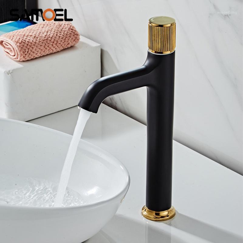 

New Creative Design Modern Brass Matte Black Bathroom Faucet Mixer Deck Mount Lavatory Basin Water Tap B33551