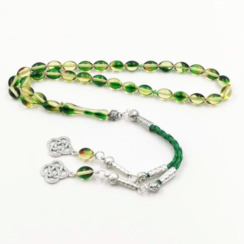 

Green Resin Tasbih muslim bracelet 33 prayerbeads islamic gift accessories masbaha Arabic jewelry Misbaha turkey Rosary