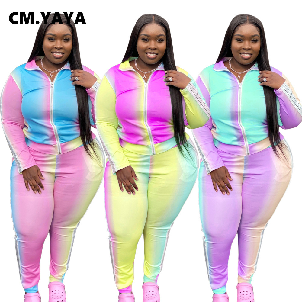 

Plus Size -5XL Tie Dye Sweatsuit Women's Set Jackets Jogger Pants Set Active Tracksuit Two Piece Outfit Set Sporty, Yellow