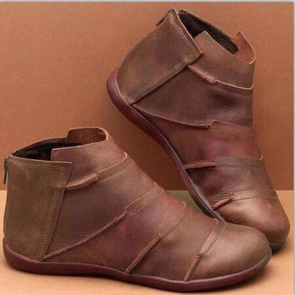 

shoes woman winter 2020 Women Ladies Fashion Rome Vintage Style Solid Flat Shoes Short Ankle Boots #Cr0G, Black