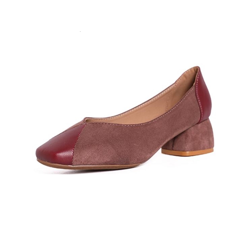 

2021 Women's Shoes in Spring and Autumn New Style Middle Coarse Heel Head Suede@43 8X0X, Black