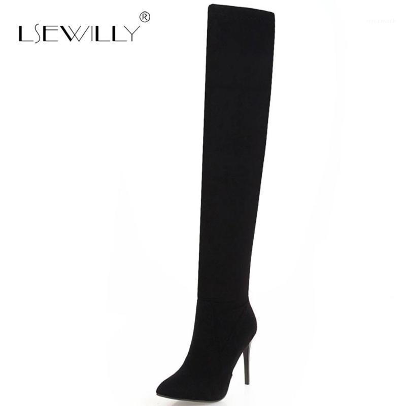 

Lsewilly Female Fashion Winter shoes Women High Heels Stretch boots Over the Knee Slim Thigh High Boots mujer Sapatos S7951, Black1813