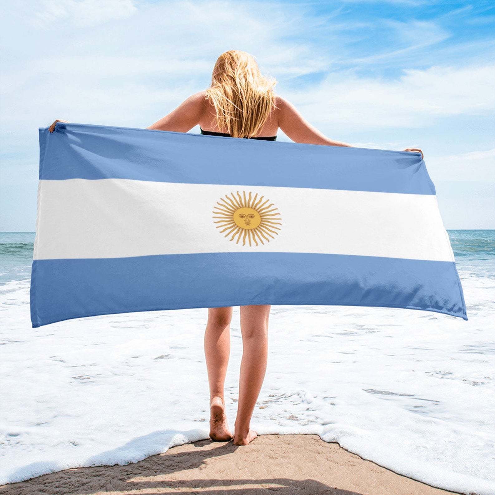 

LOVINSUNSHINE Argentina Flage America Flag Printed Beach Towel Summer Women Men High Absorbent Microfiber Bath Towels AB#181 Y200429, Black