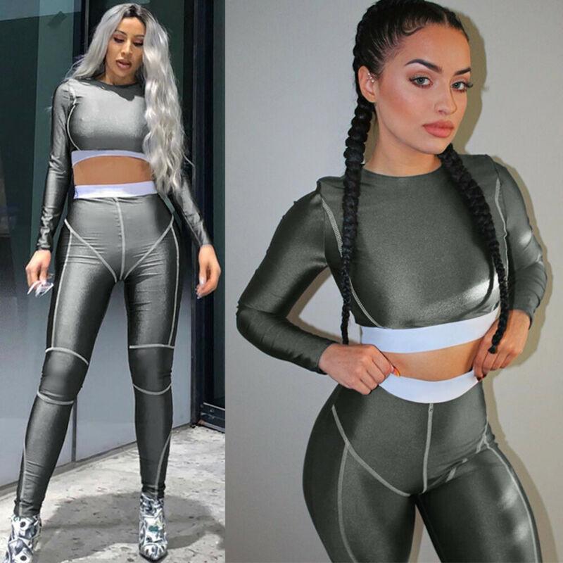 

2Pcs Women' Sport Gym Yoga Suit Vest Bra Sports Fitted Sportwear Legging Pants Ladies Outfit Wear Set Tracksuit, As pic