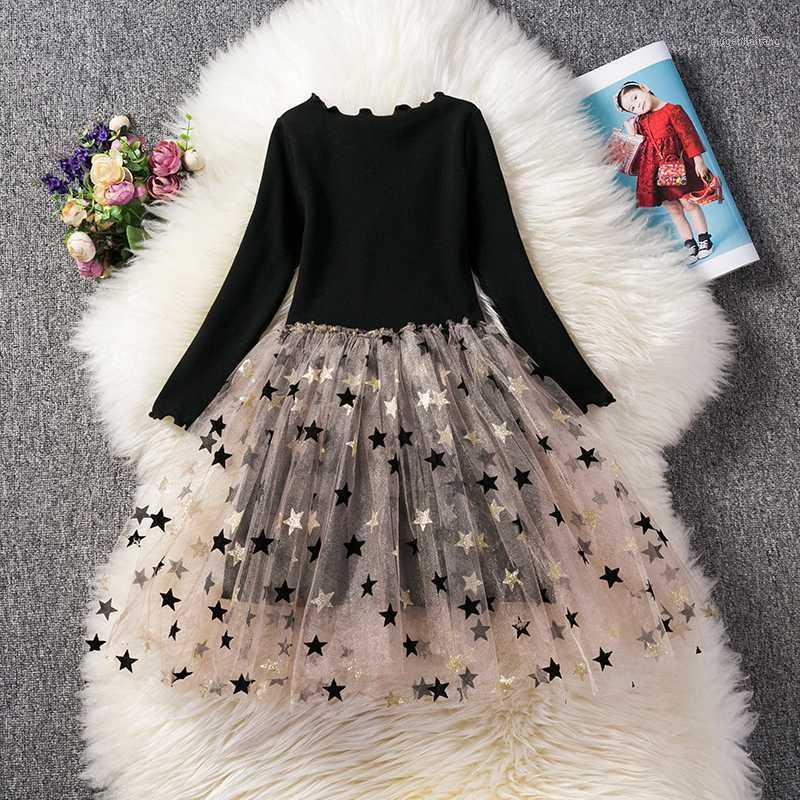 

Full Sleeve Dress for Girls Clothing Cotton Pentagram Pattern Mesh Tutu Dress Casual Wear 2-7Years Kids Children Autumn Dresses1