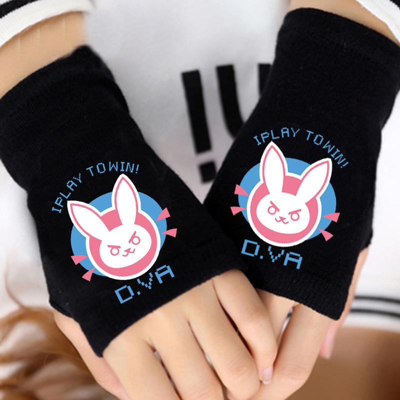 

OW Dva Genji Reaper Knitting Gloves Cotton Warm Half Finger Wrist Mittens Fashion Cosplay Accessories Gift Winter