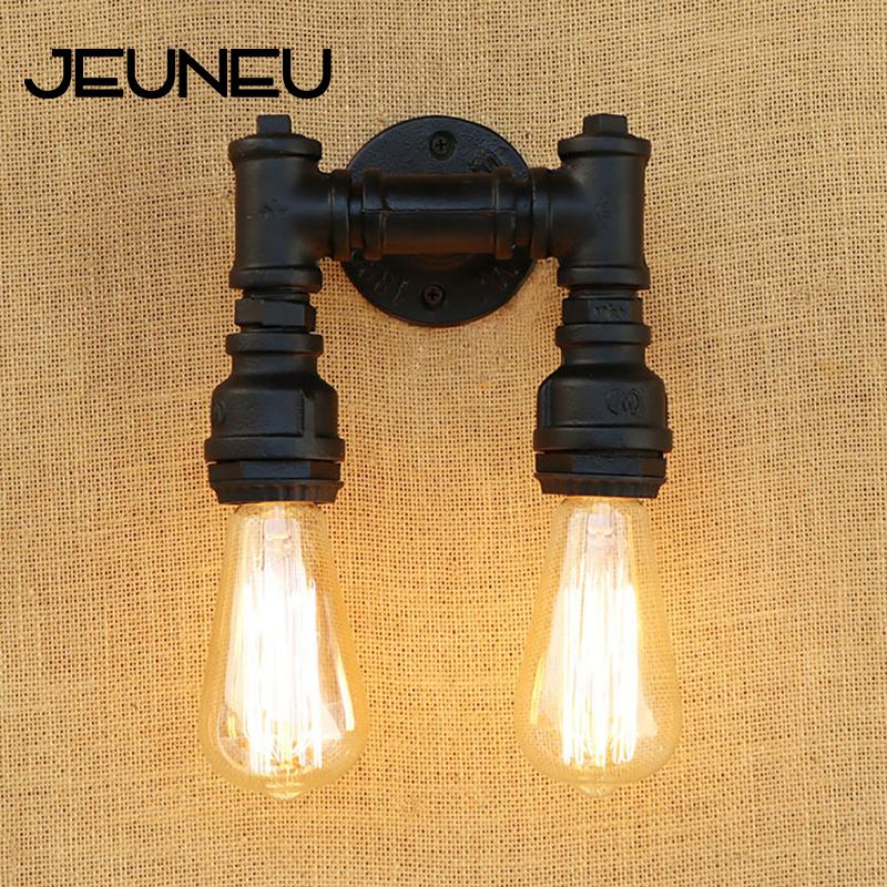 

Retro Loft Industrial Wall Lamp E27 LED 220V 2 Lights Metal Rust Water Pipe Wall Lights for Living Room Bedroom Restaurant Bar