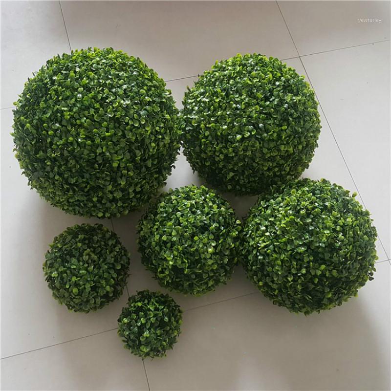 

13/18/23/28cm 1pcs Green Grass Ball Plastic Plant Ornament Wedding Party DIY Decoration Garden Artificial Flowers1, As pic
