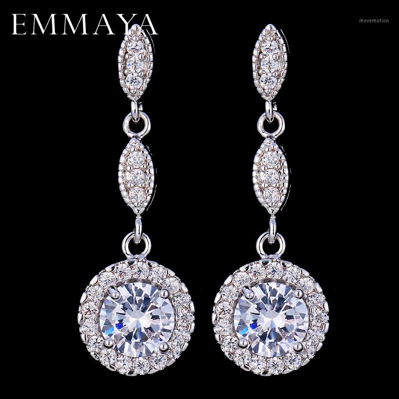 

EMMAYA Design Round Cut Clear Cubic Zirconia Water Drop Earrings for Women1