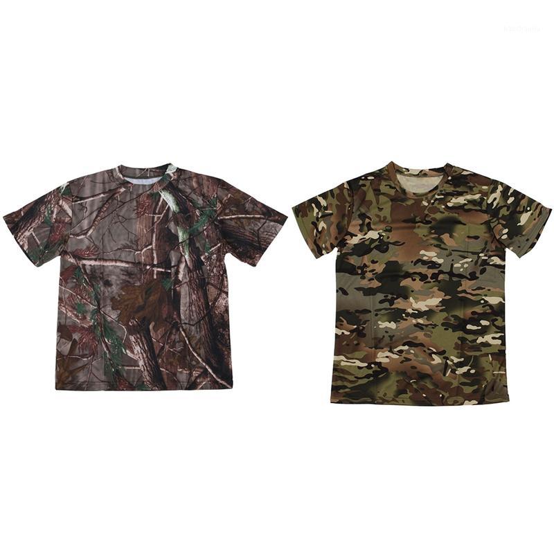 

2x New Outdoor Hunting Camouflage T-Shirt Men Breathable Combat T Shirt Dry Sport Camo Camp Tees-CP Green/Tree Camouflage XXL1, Army green