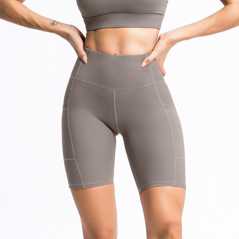 

Spring Summer Yoga Clothes Women High Waist Hip Yoga Pants Quick Dry Pocket Shorts Gym Workout Compression Shorts Female, Black
