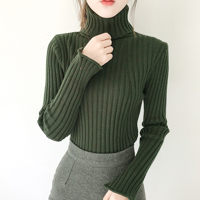 

2021 New Quality Winter of Women High Collar Sleeve Tricot Sweaters Women's Pullovers Knitted Shirt JJCH, Gray.