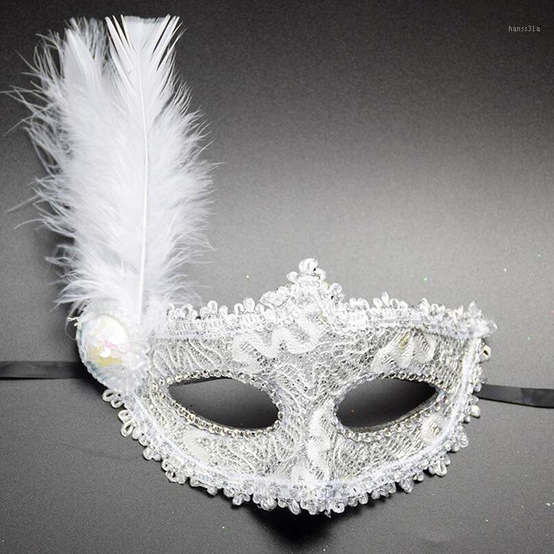 

1pc Women Sexy Venetian Lace Feather Flower Eye Masks Christmas Halloween Masquerade Mask Girls Half Face Party Dance Headwear1