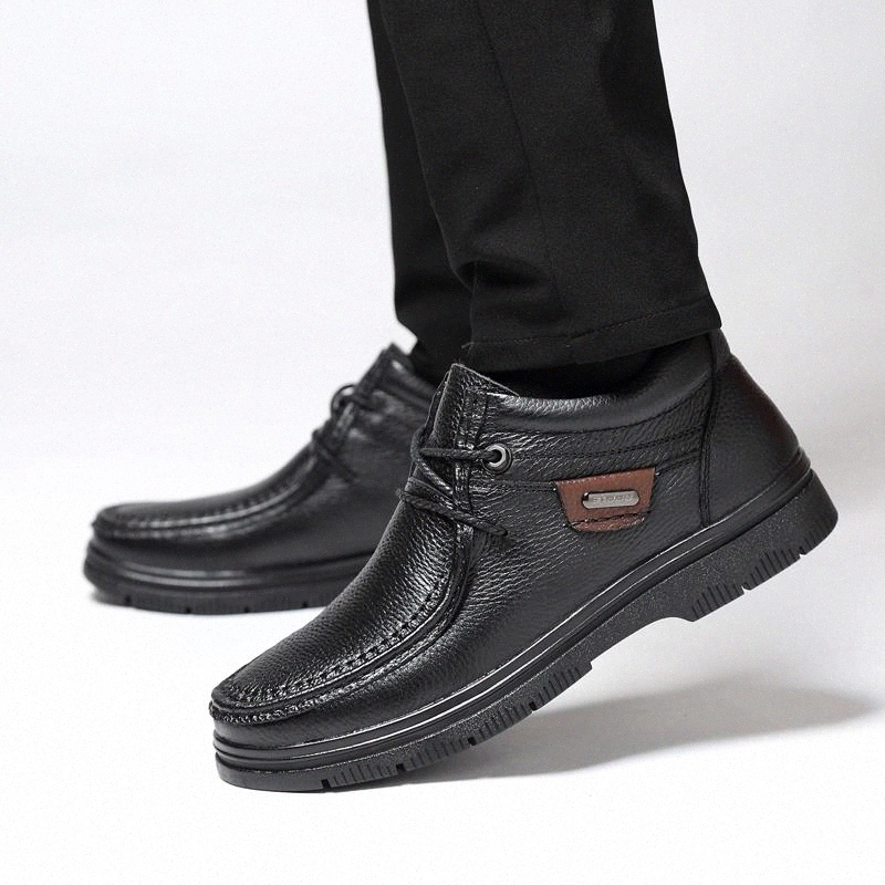 

Winter genuine leather boots Men ankle Boots Fashion keep Warm Plush Boots Anti slip Men Shoes botas hombr big size 47 j3 #V36o