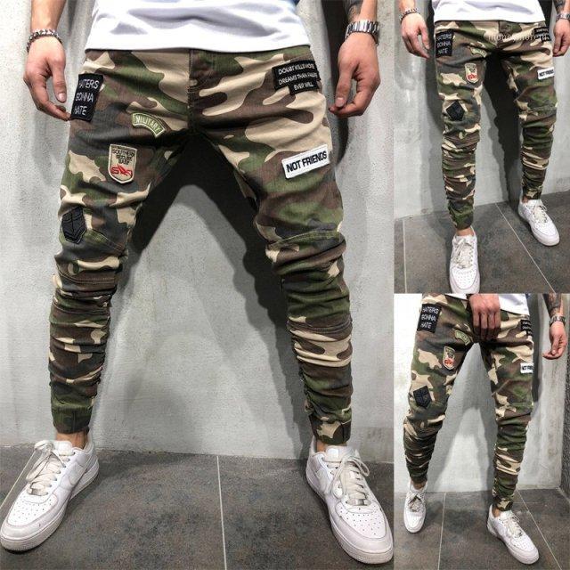 

Men' Striped Jeans Skinny Army Green Stripe Fashion Pants Elegantes Calas Street Style Casual Trousers1