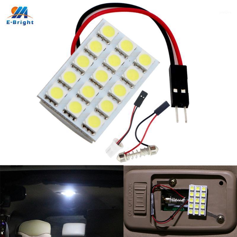 

YM E-Bright Panel Lights 4PCS White 15 SMD 3-Chips 15 LED Light Festoon Dome Bulb Lamp T10 + Festoon Adapters Reading Lamps1, As pic