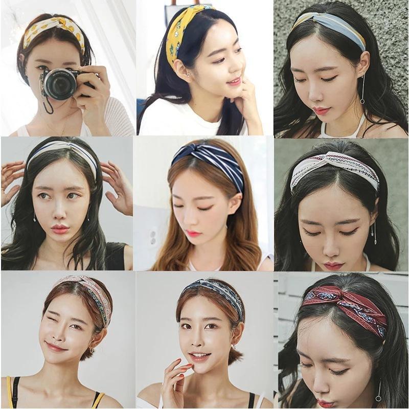 

Todorova Women Hair Accessories for Baby Headband Fabric Cross Knotted Bow Chiffon Floral Hair Band Korea Headdress Ladies Hoop1, 09