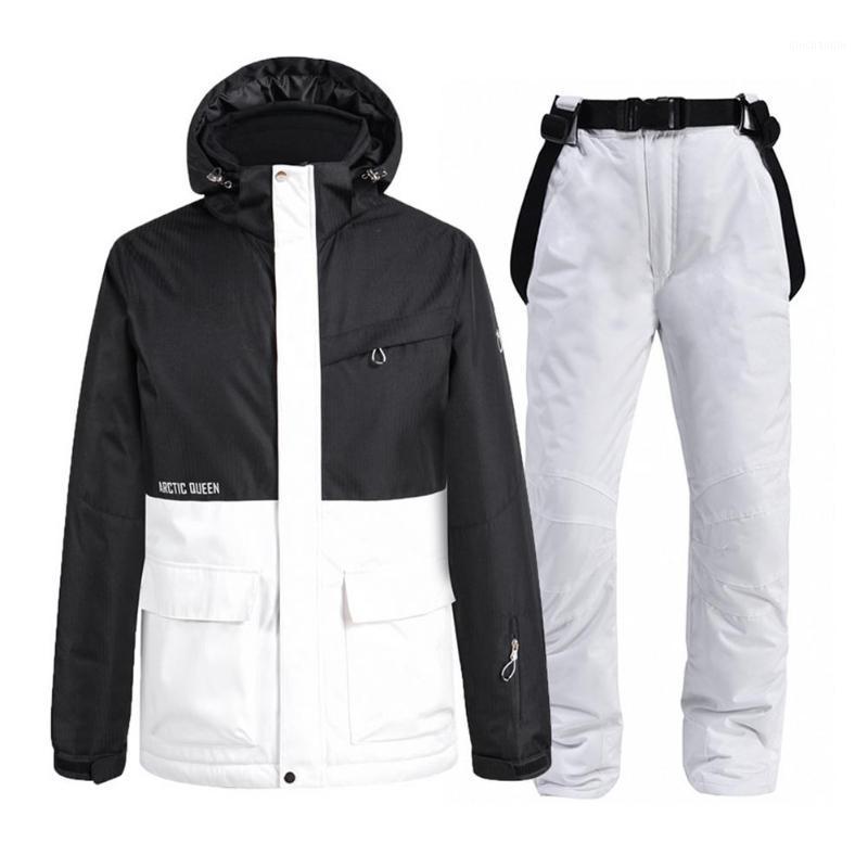 

Waterproof Snowsuit With Jacket Pants Windproof Warm Skiing Suit1, White 2xl