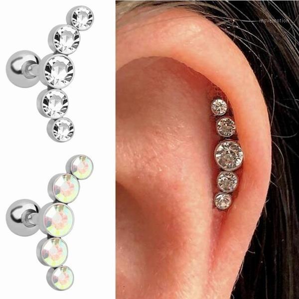 

1 Pcs Stainless Steel Cartilage Stud Curved Synthetic Crystal Ear Studs Tragus Earring Piercing Jewelry for Women1