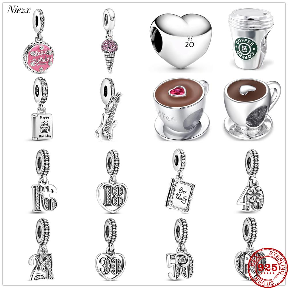 

New Original Happy birthday party Pav Ice coffee Family Book Beads fit Pandora Charms Silver 925 Bracelet DIY Women Jewelry